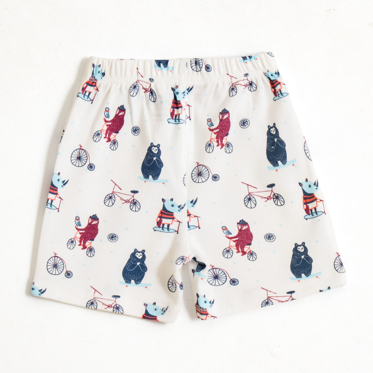 JusCubs Boys’ Navy Blue & Cream Animal Print Shorts – Pack of 2