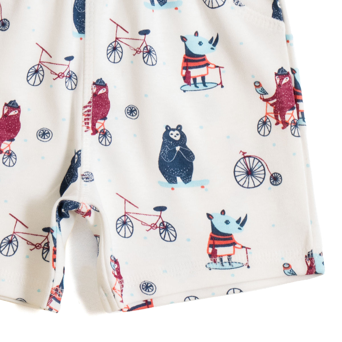 JusCubs Boys’ Navy Blue & Cream Animal Print Shorts – Pack of 2