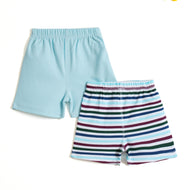 JusCubs Boys’ Light Blue & Multicolour Striped Shorts – Pack of 2