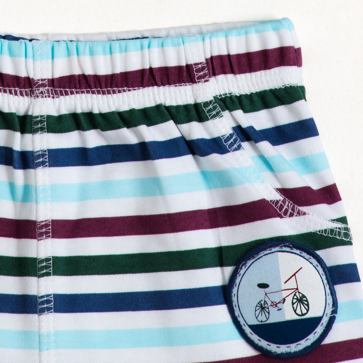 JusCubs Boys’ Light Blue & Multicolour Striped Shorts – Pack of 2