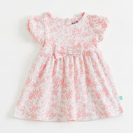 "Baby Girl Floral Dress – Pink & White, Short Sleeve"