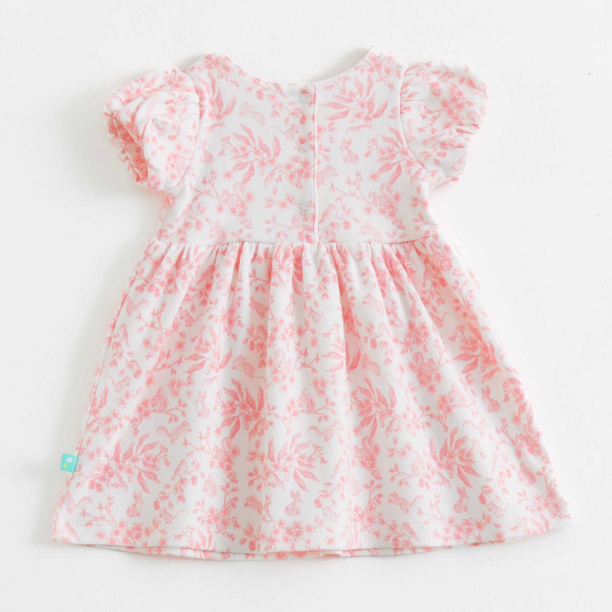 "Baby Girl Floral Dress – Pink & White, Short Sleeve"