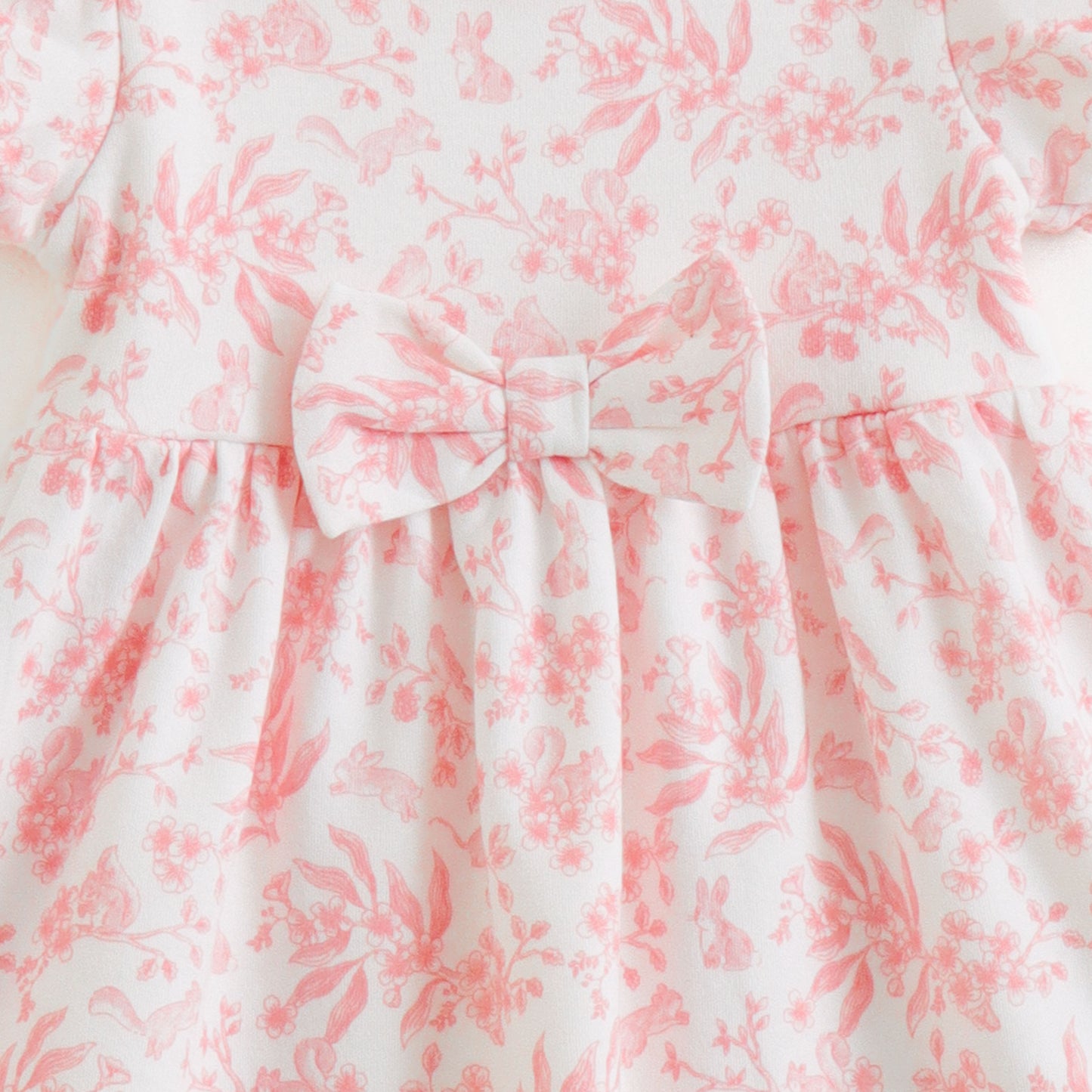 "Baby Girl Floral Dress – Pink & White, Short Sleeve"