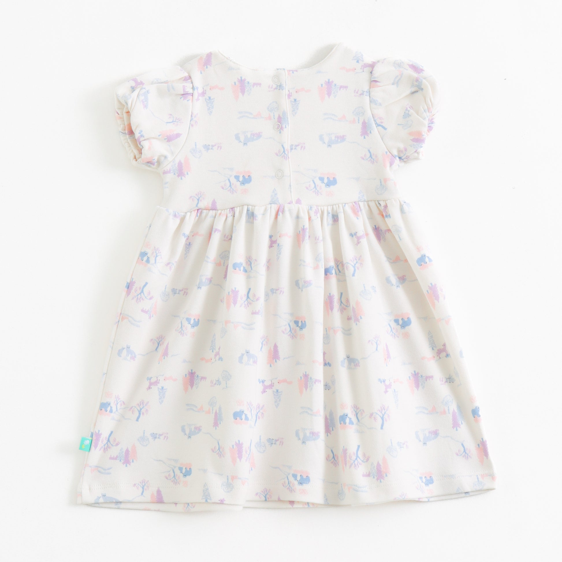 "Baby Girl Pastel Animal Print Dress with Bow Detail"