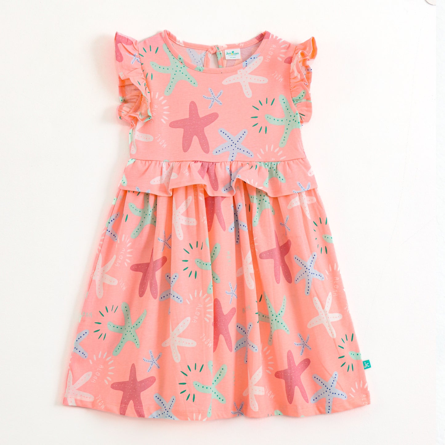 Baby Girls Beach Theme Starfish Print Dress – Soft Cotton