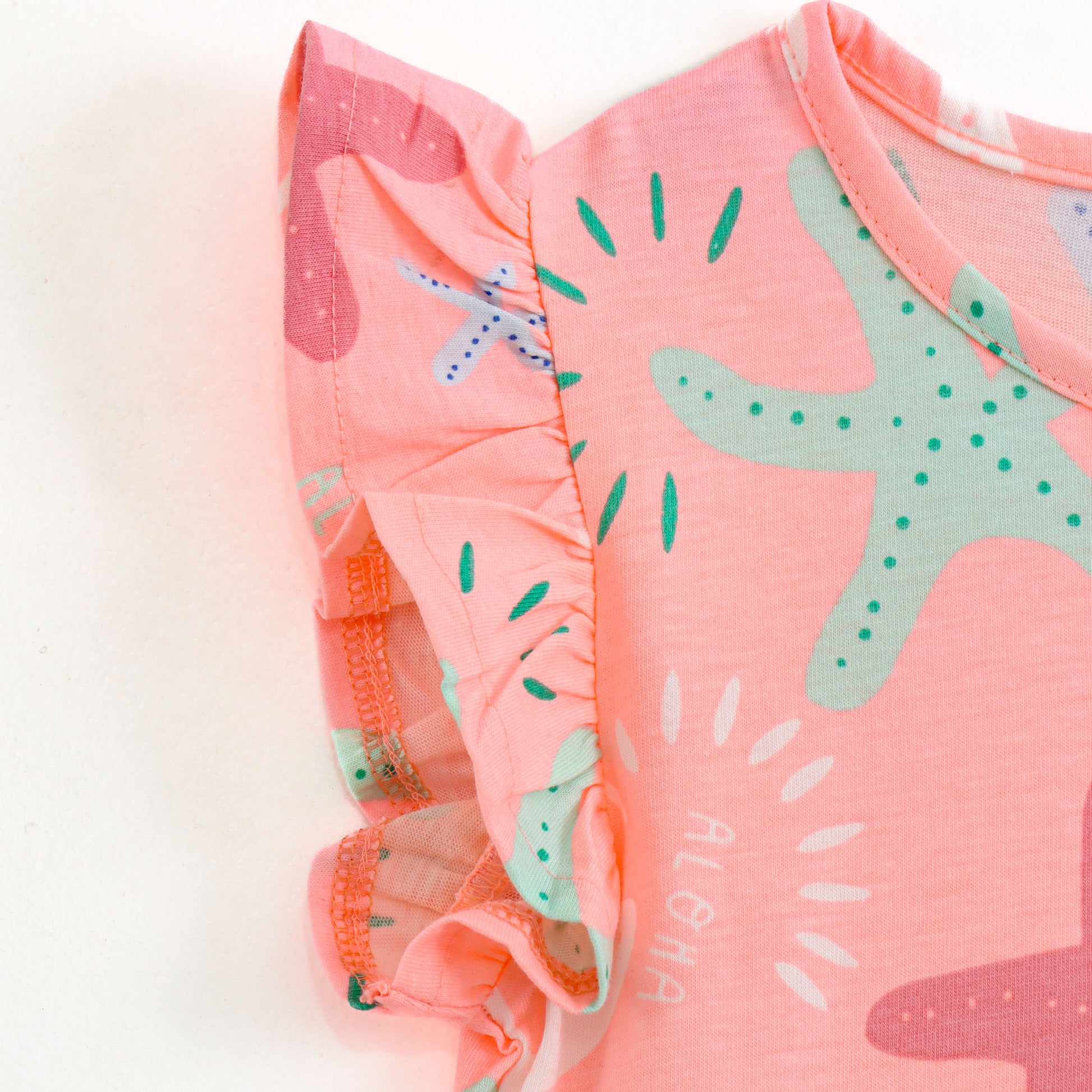Baby Girls Beach Theme Starfish Print Dress – Soft Cotton