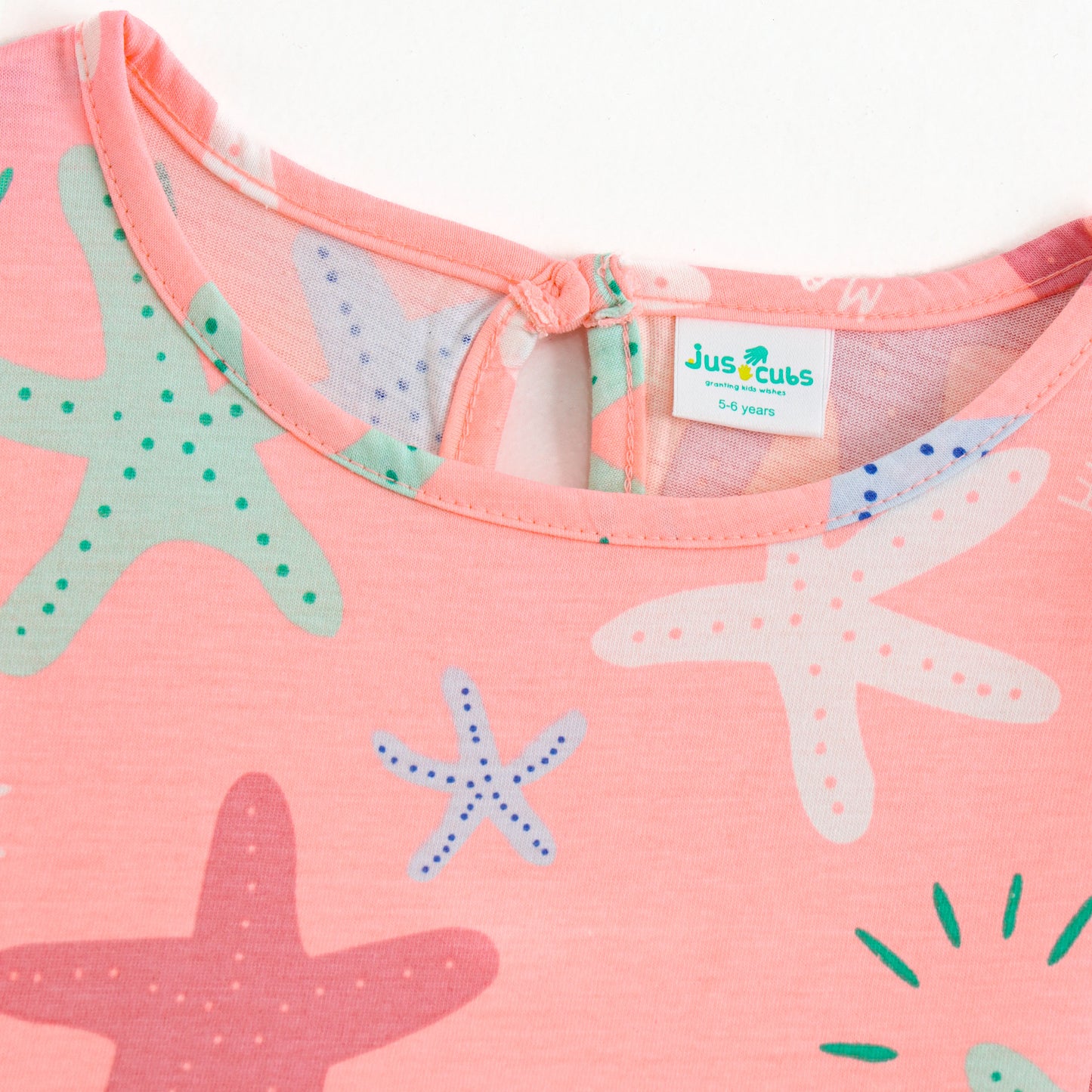 Baby Girls Beach Theme Starfish Print Dress – Soft Cotton