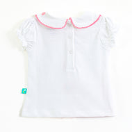 JusCubs Girls White Embroidered Collar Top with Pink Shorts Set – Soft Cotton Summer Outfit