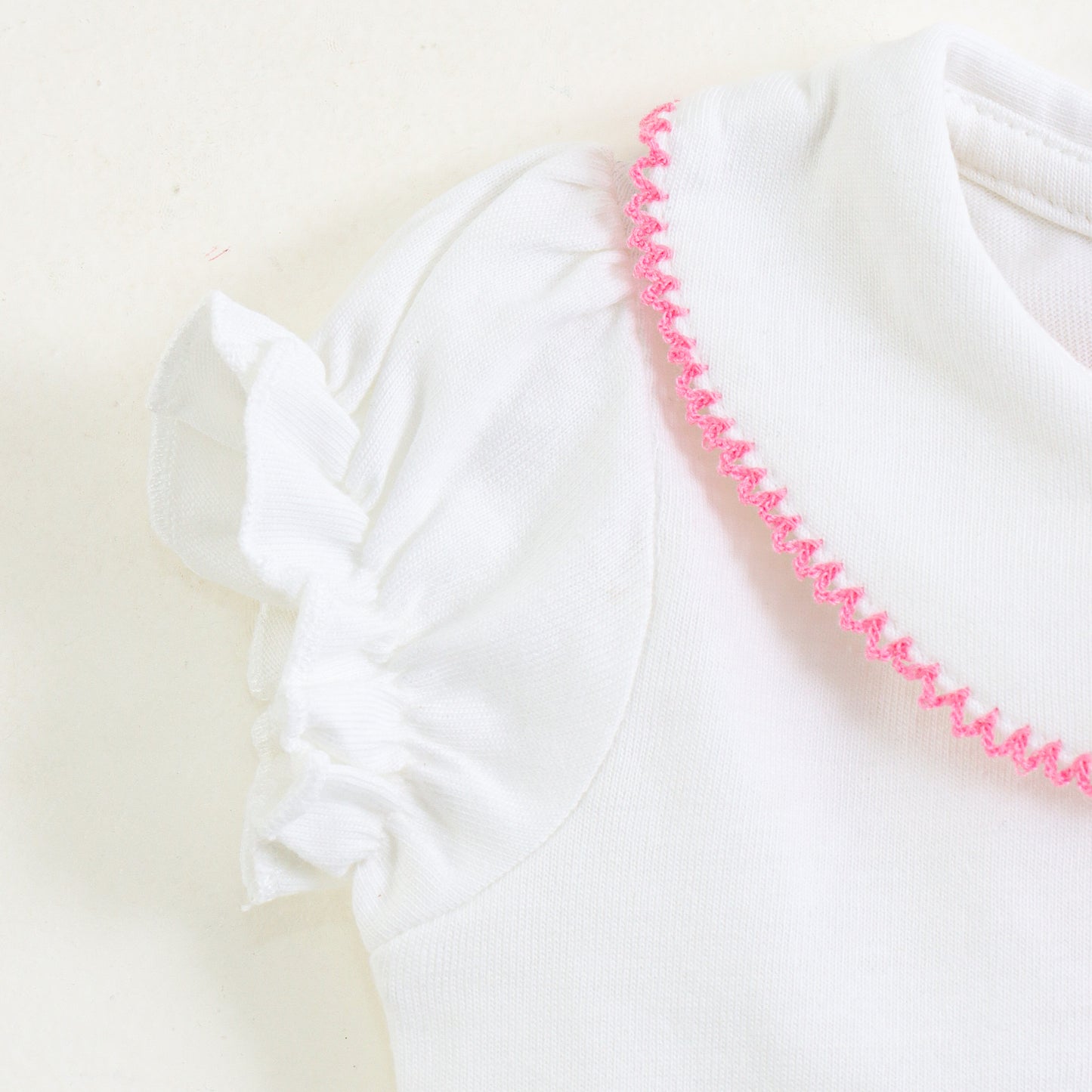 JusCubs Girls White Embroidered Collar Top with Pink Shorts Set – Soft Cotton Summer Outfit