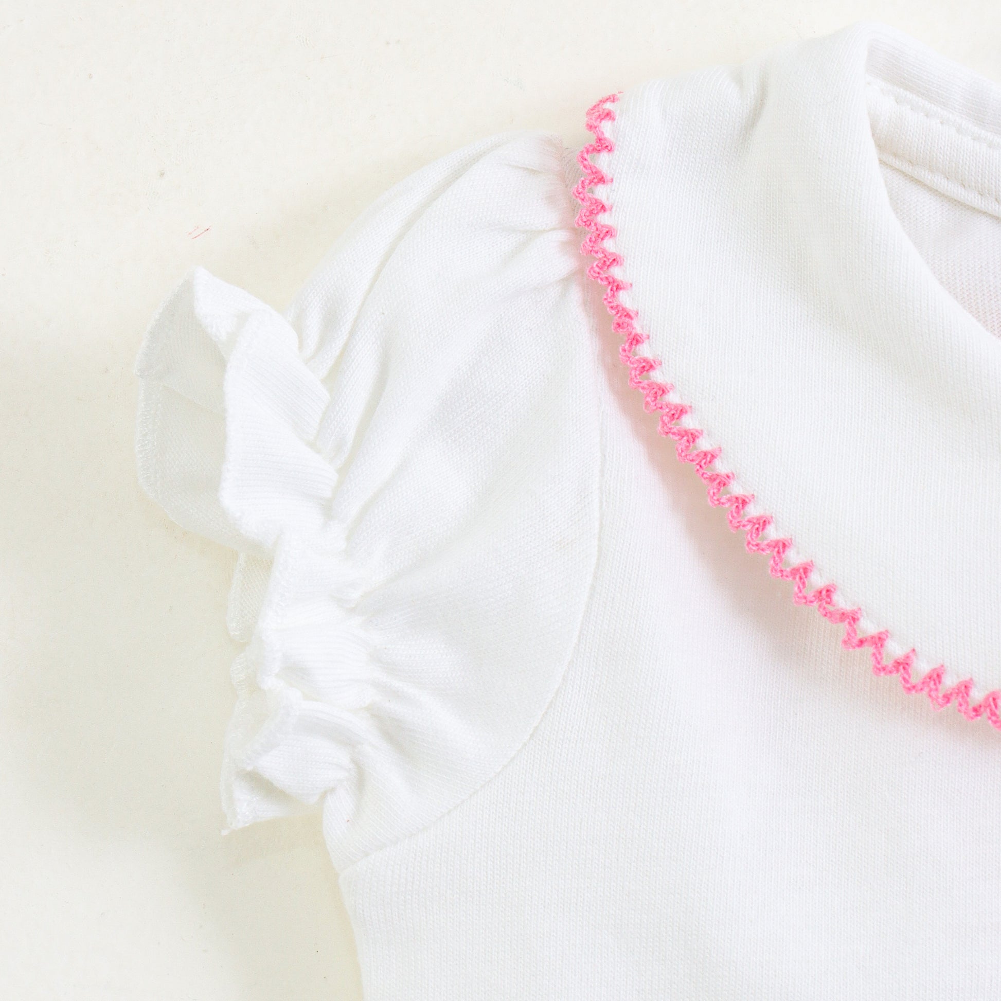 JusCubs Girls White Embroidered Collar Top with Pink Shorts Set – Soft Cotton Summer Outfit