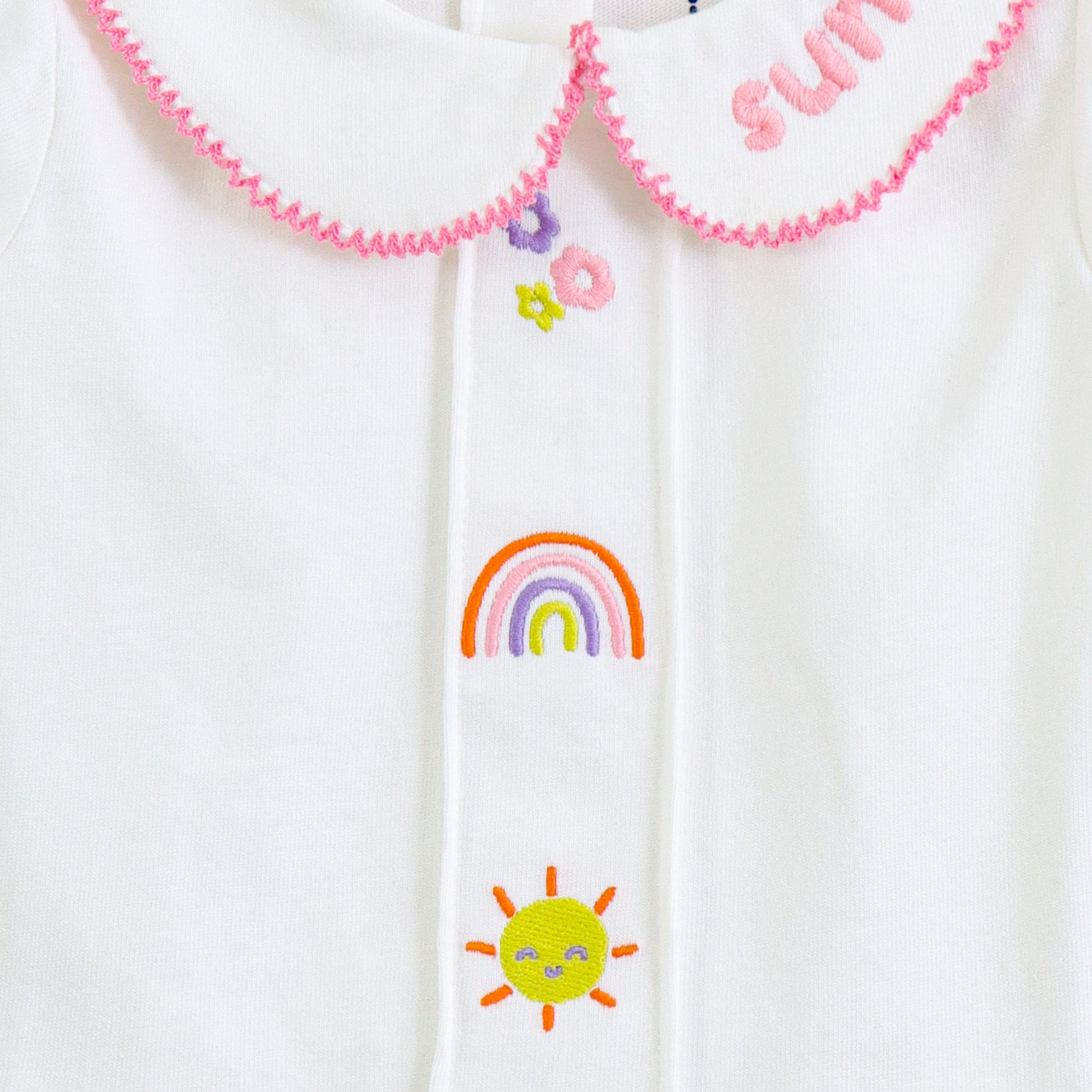 JusCubs Girls White Embroidered Collar Top with Pink Shorts Set – Soft Cotton Summer Outfit