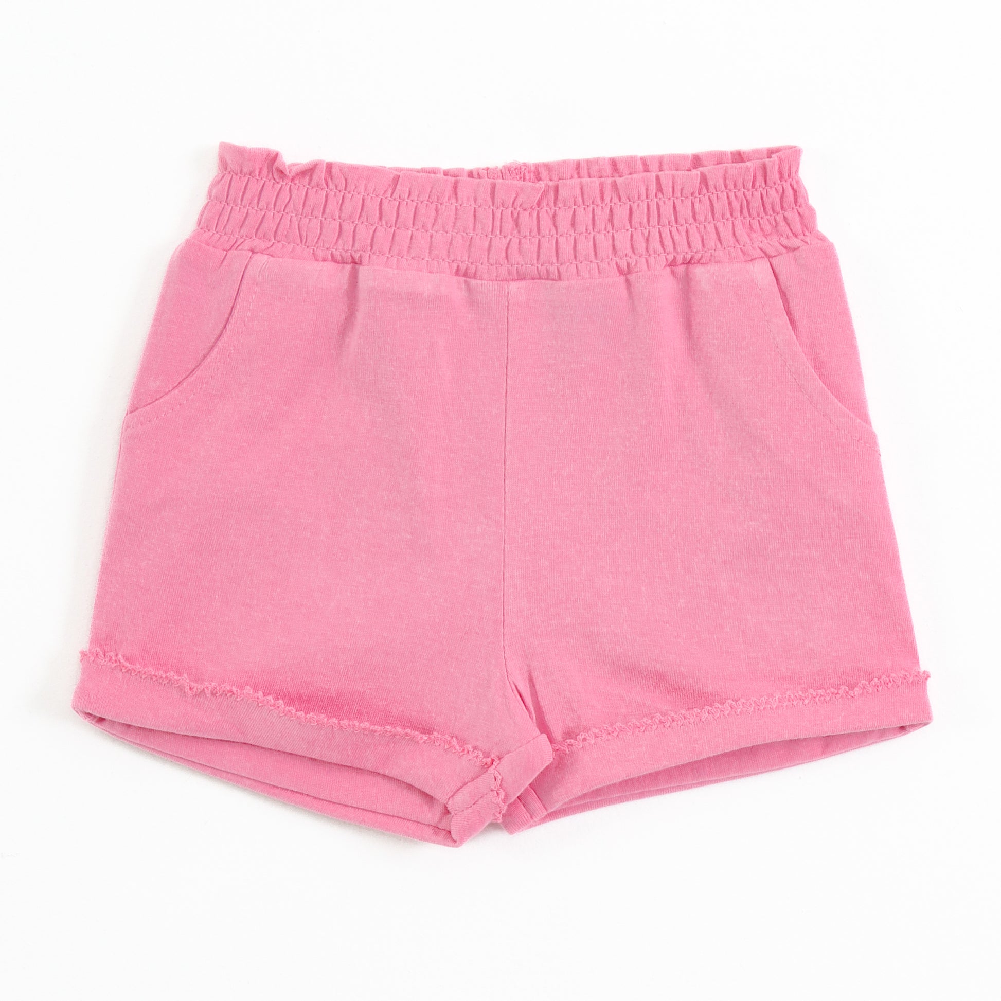 JusCubs Girls White Embroidered Collar Top with Pink Shorts Set – Soft Cotton Summer Outfit