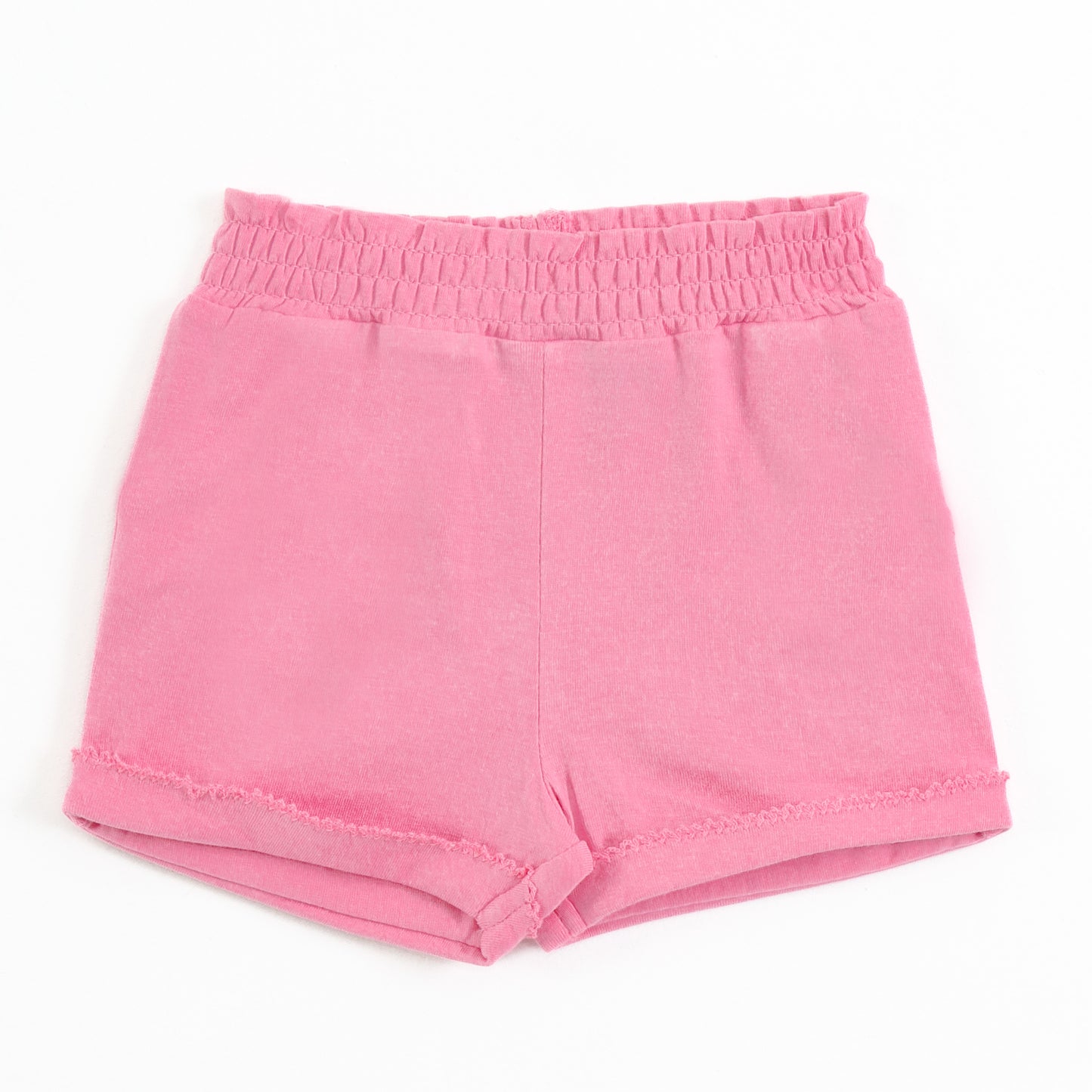 JusCubs Girls White Embroidered Collar Top with Pink Shorts Set – Soft Cotton Summer Outfit