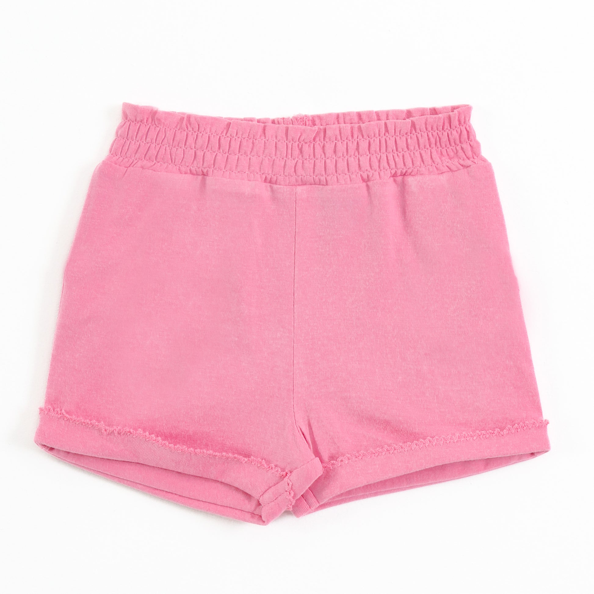 JusCubs Girls White Embroidered Collar Top with Pink Shorts Set – Soft Cotton Summer Outfit