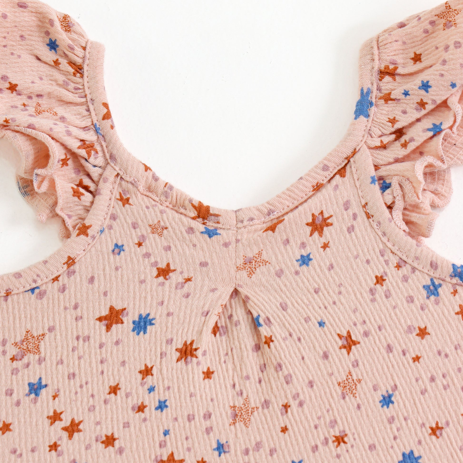 Baby Girls Soft Cotton Star Print Summer Dress – Peach