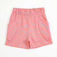 Girls Peach Ribbed Knit Shorts with Elastic Waistband & Side Pocket Design – JusCubs