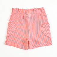 Girls Peach Ribbed Knit Shorts with Elastic Waistband & Side Pocket Design – JusCubs