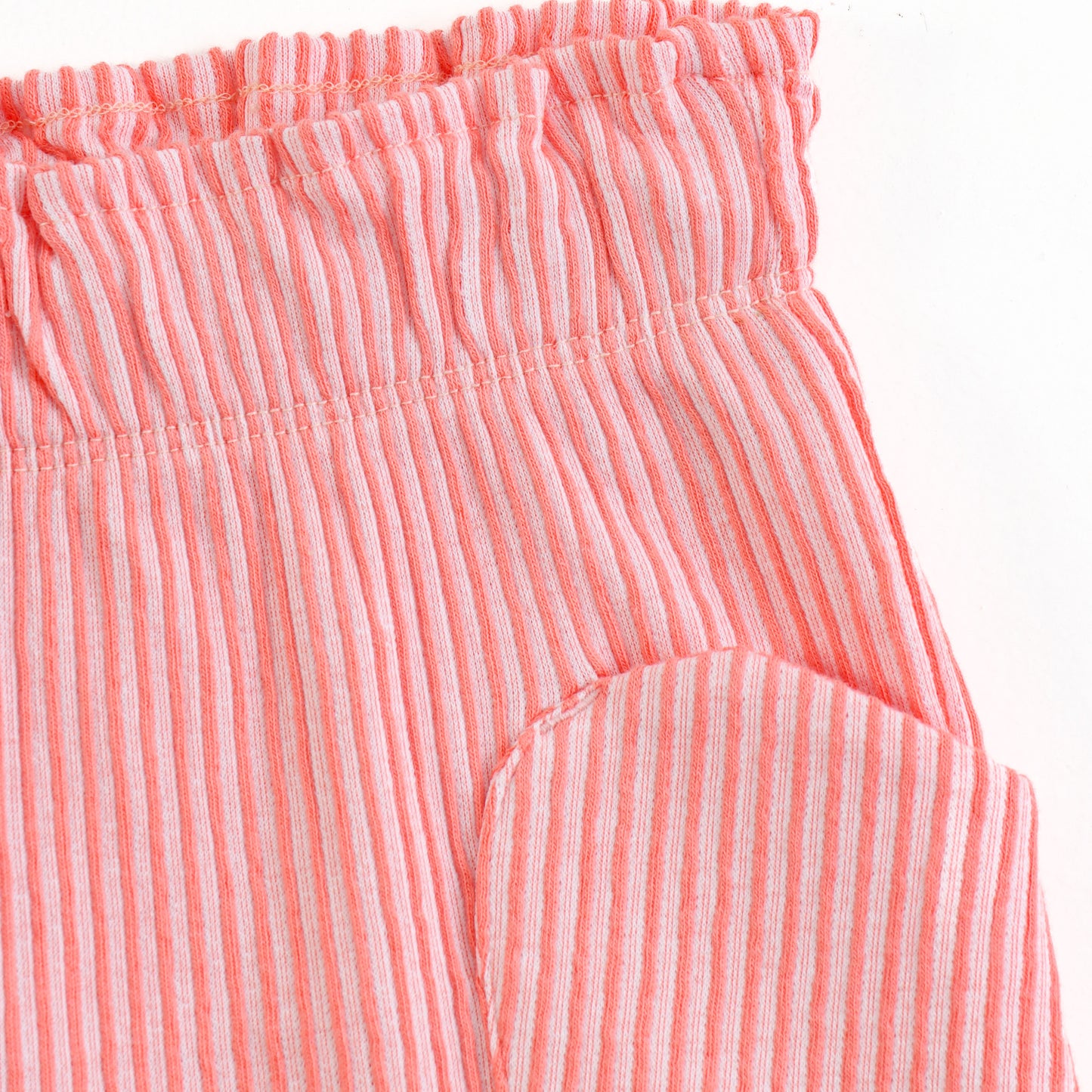 Girls Peach Ribbed Knit Shorts with Elastic Waistband & Side Pocket Design – JusCubs