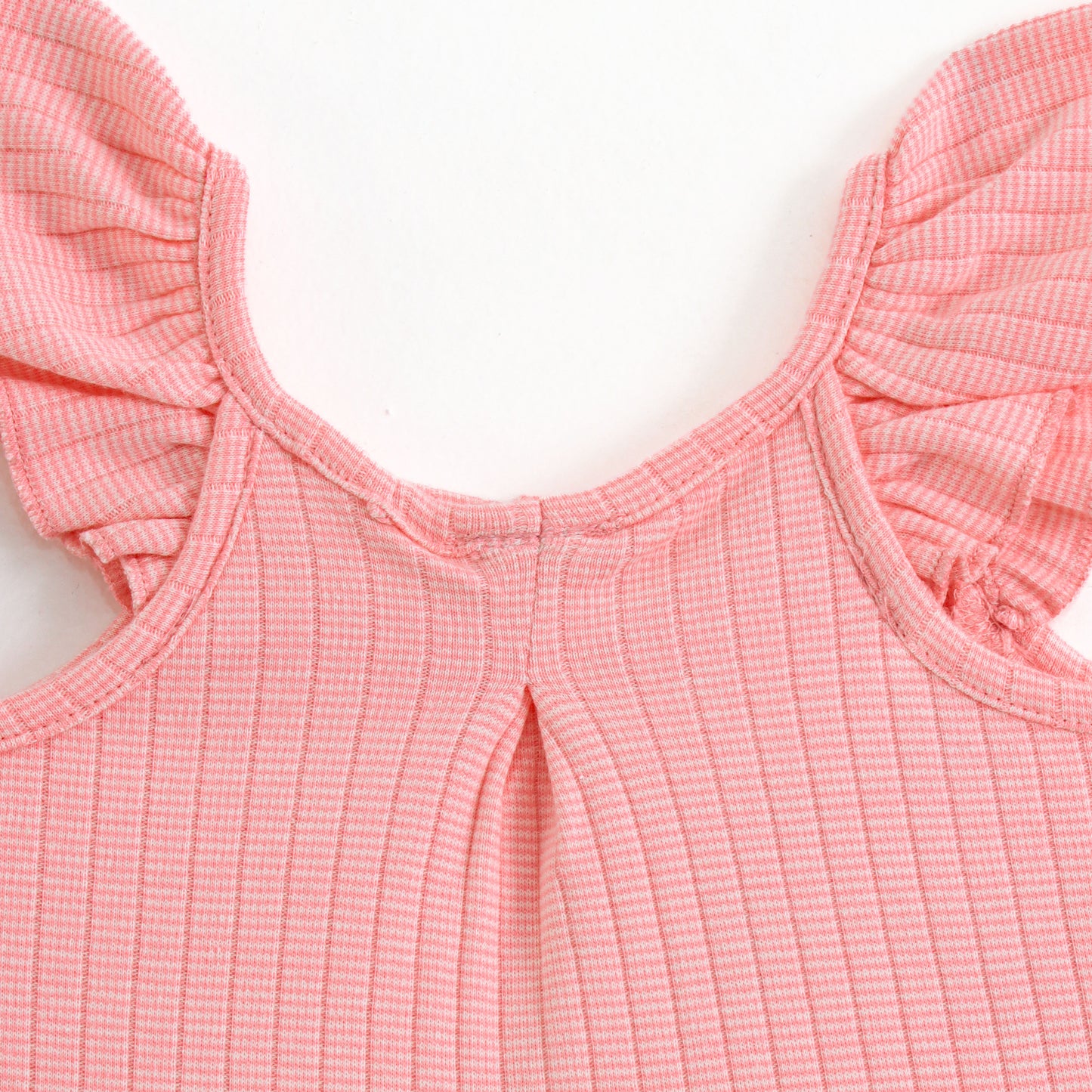 Baby Girls Ribbed Cotton Dress | Floral Embroidery | Ruffle Sleeves | Soft & Breathable Summer Outfit