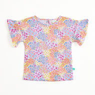 "Baby Girls Floral Print Cotton Top | Ruffle Sleeves | Soft & Breathable Daily Wear