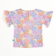 "Baby Girls Floral Print Cotton Top | Ruffle Sleeves | Soft & Breathable Daily Wear