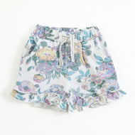 JusCubs Girls Floral Printed Cotton Shorts with Ruffle Hem & Elastic Waist
