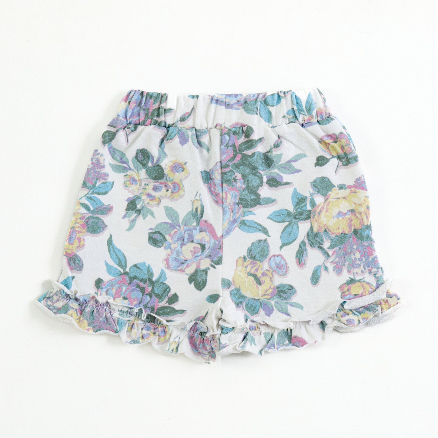 JusCubs Girls Floral Printed Cotton Shorts with Ruffle Hem & Elastic Waist
