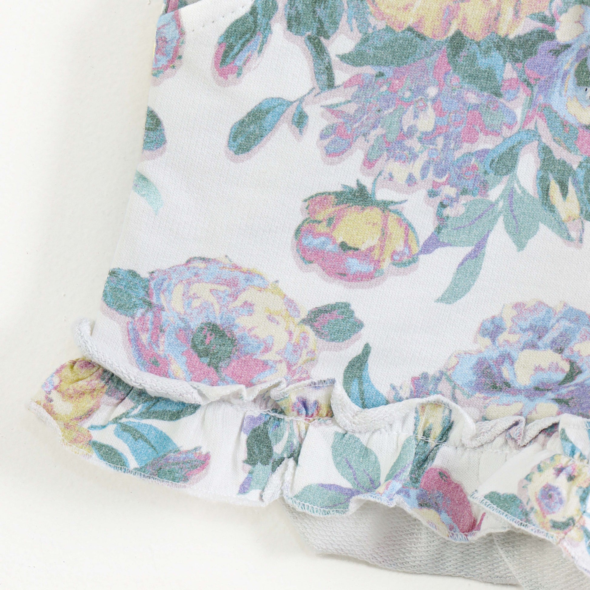 JusCubs Girls Floral Printed Cotton Shorts with Ruffle Hem & Elastic Waist