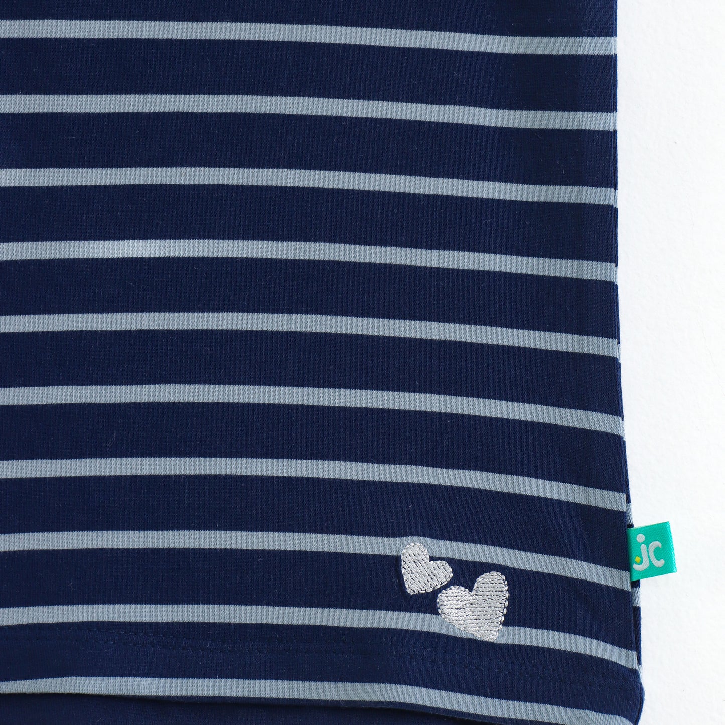 Baby Girls Navy Blue Striped Cotton Top with Ruffle Sleeves | Short Sleeve Casual Wear