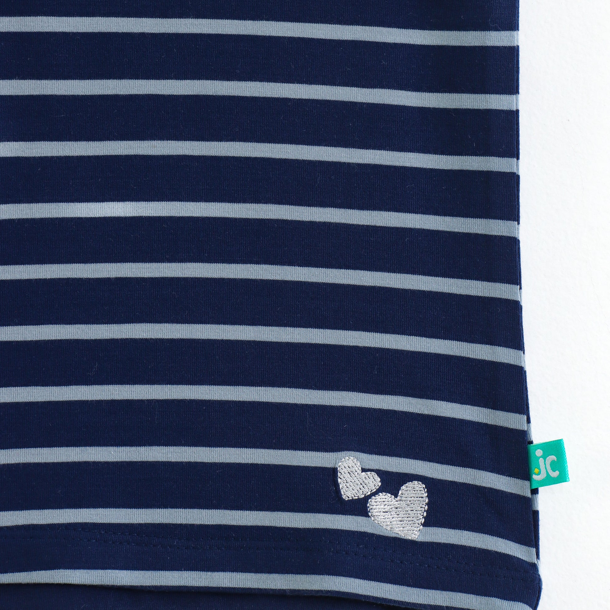 Baby Girls Navy Blue Striped Cotton Top with Ruffle Sleeves | Short Sleeve Casual Wear