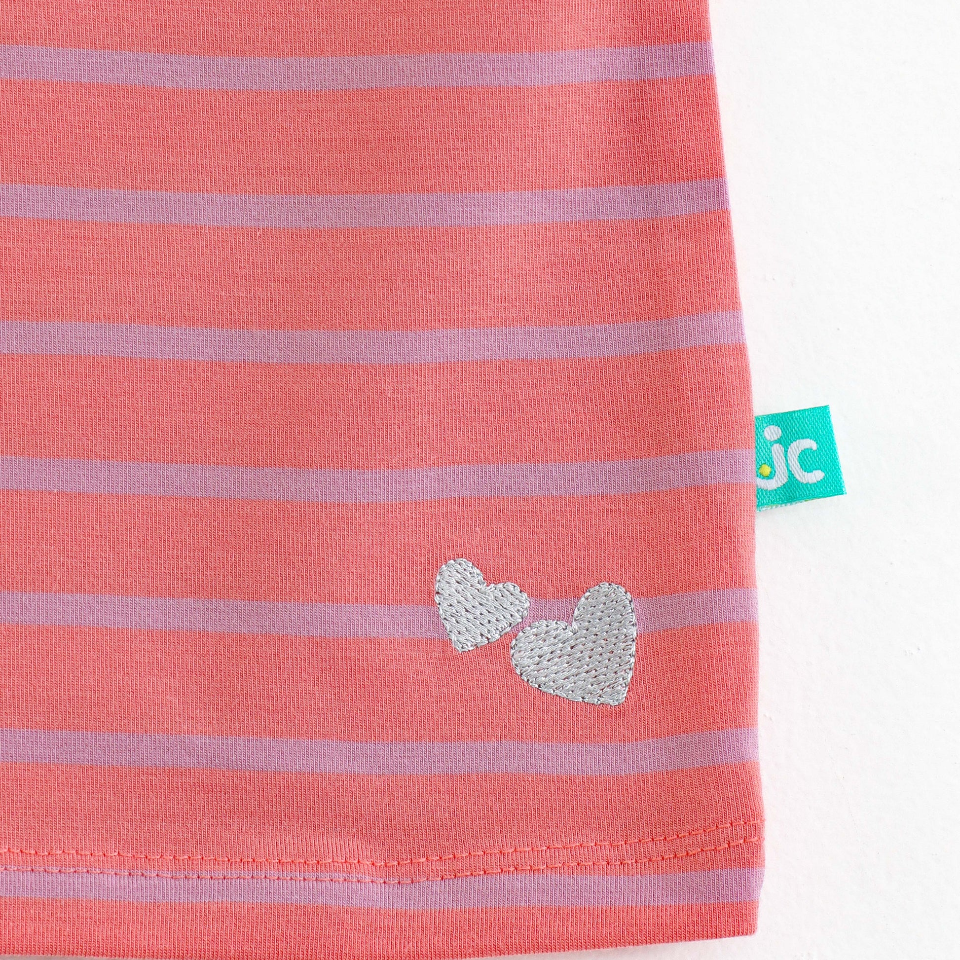 Infant Girls Coral Striped Cotton Top with Flutter Sleeves – Soft & Comfortable