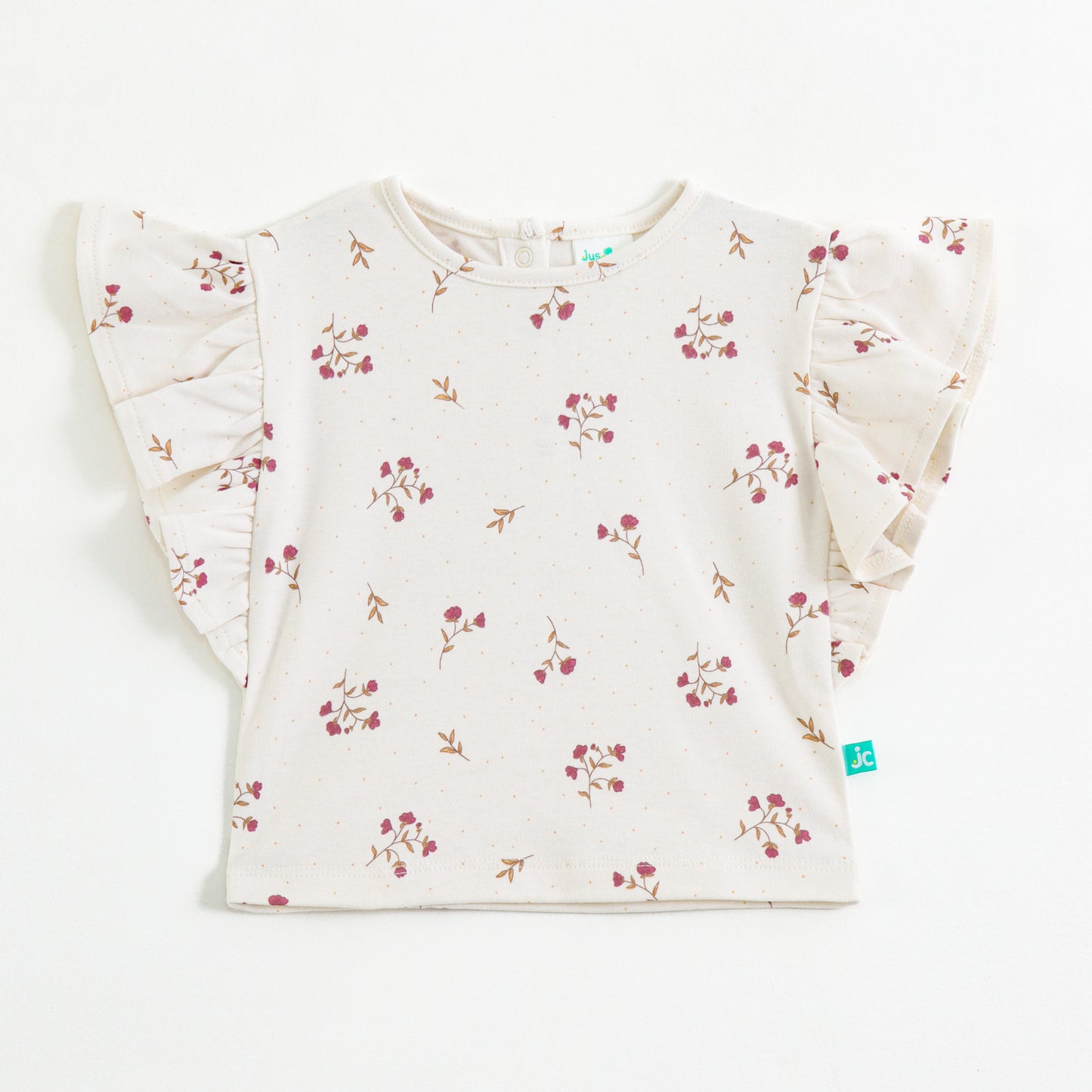 Baby Girls 2-Piece Cotton Outfit | Floral Print Top & Elastic Waist Ruffle Shorts | Summer Wear