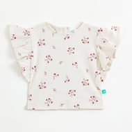 Baby Girls 2-Piece Cotton Outfit | Floral Print Top & Elastic Waist Ruffle Shorts | Summer Wear