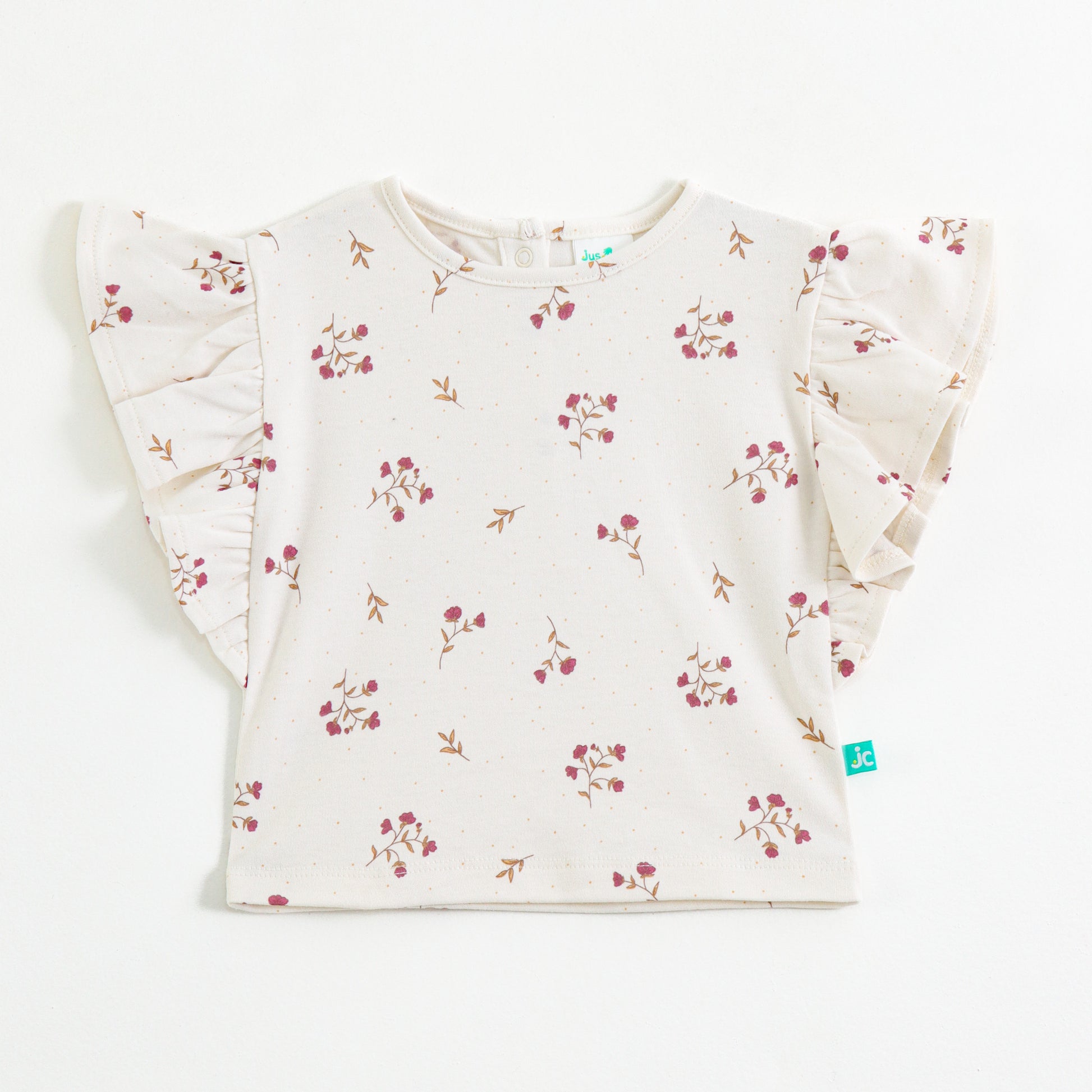Baby Girls 2-Piece Cotton Outfit | Floral Print Top & Elastic Waist Ruffle Shorts | Summer Wear