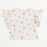 Baby Girls 2-Piece Cotton Outfit | Floral Print Top & Elastic Waist Ruffle Shorts | Summer Wear