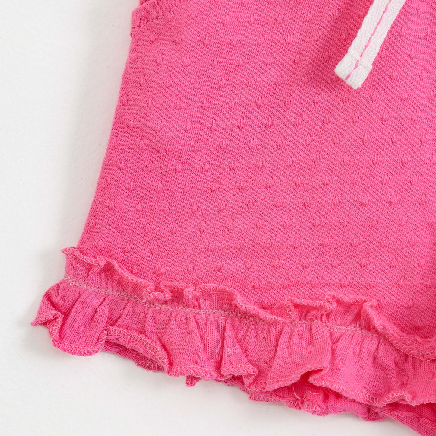 Girls Solid Pink Cotton Shorts with Ruffle Hem | Soft Summer Casual Wear | JusCubs