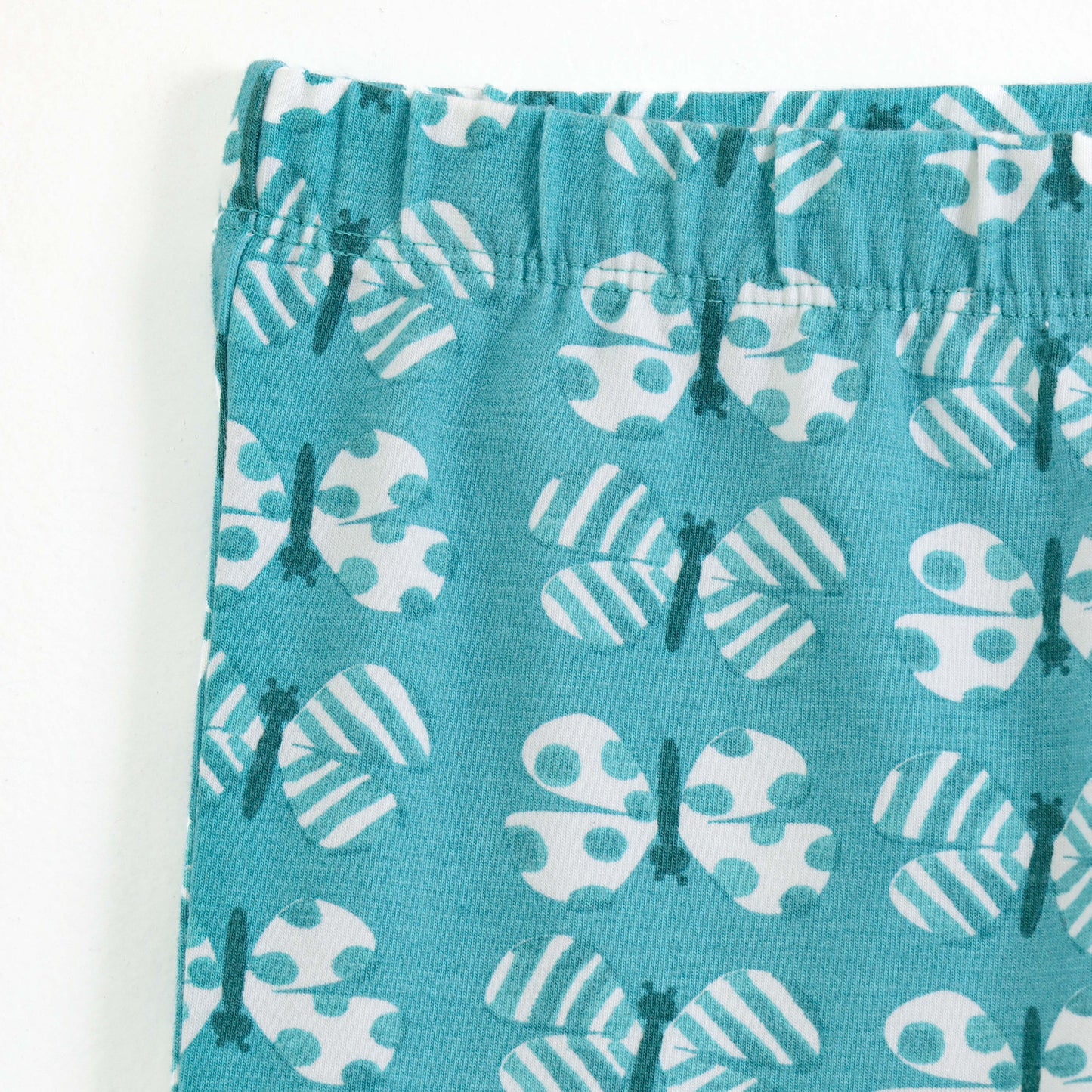 "JusCubs Girls Teal Butterfly Print Flared Leggings – Soft Cotton Stretch Pants"