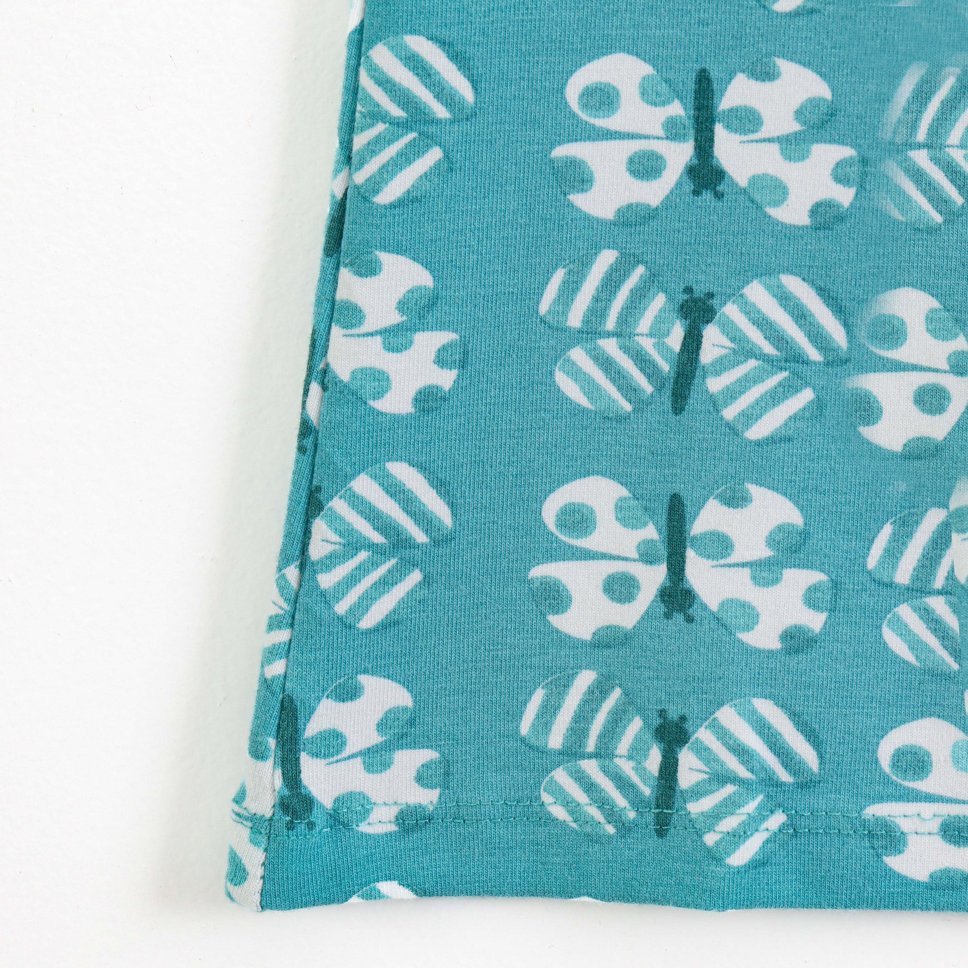 "JusCubs Girls Teal Butterfly Print Flared Leggings – Soft Cotton Stretch Pants"