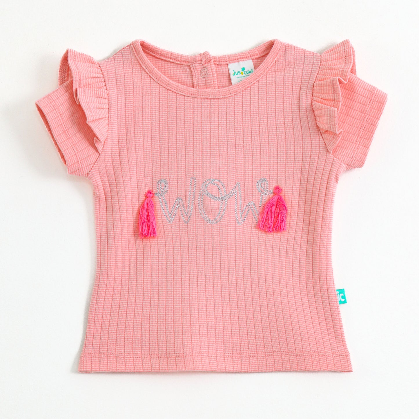 Baby Girls Cotton Co- Set | Ribbed Top & Shorts | Tassel Detail | Elastic Waist | Summer Outfit