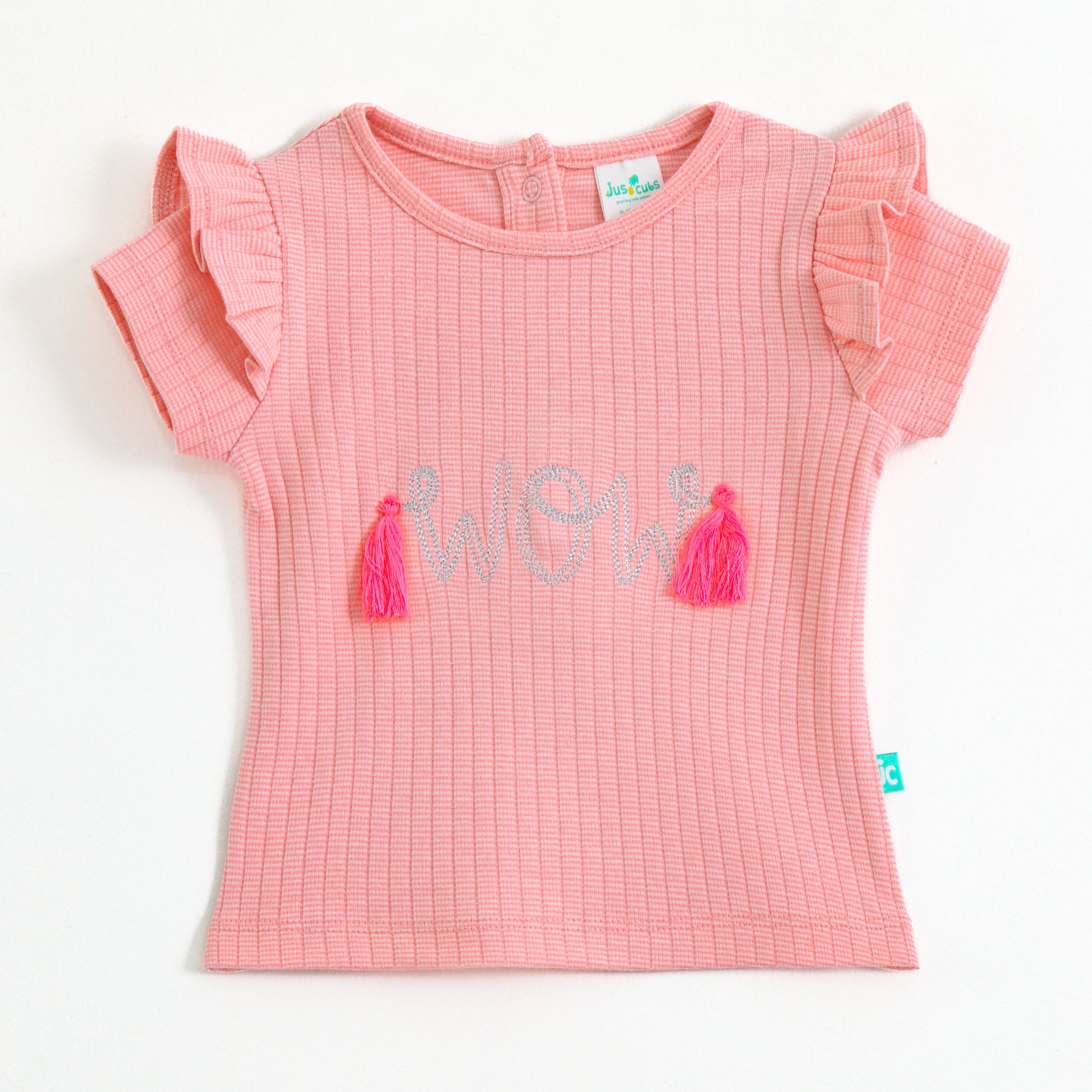 Baby Girls Cotton Co- Set | Ribbed Top & Shorts | Tassel Detail | Elastic Waist | Summer Outfit