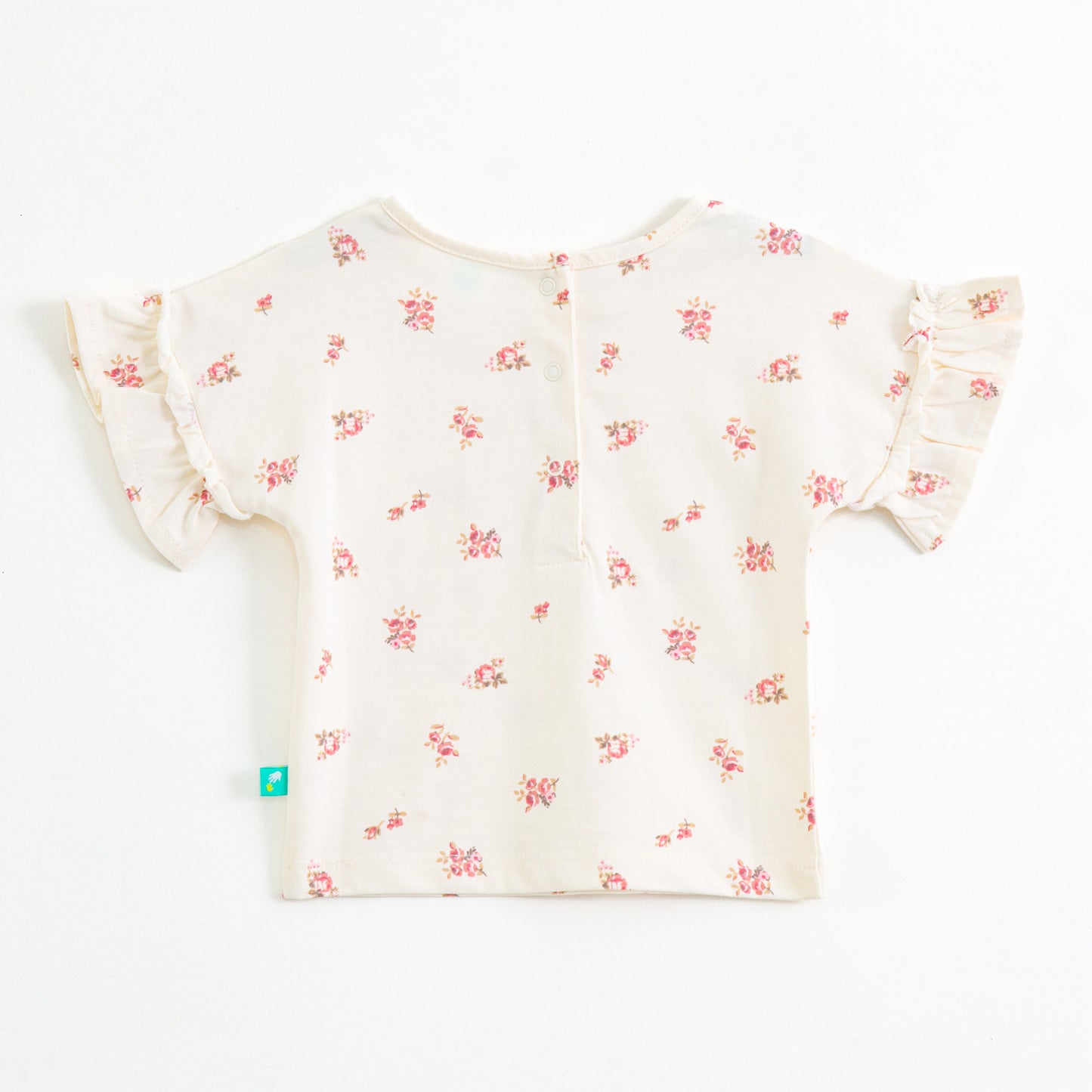 Baby Girls Cream Floral Printed Cotton Co-Ord Set with Ruffle Sleeves & Frill Shorts | Summer Outfit