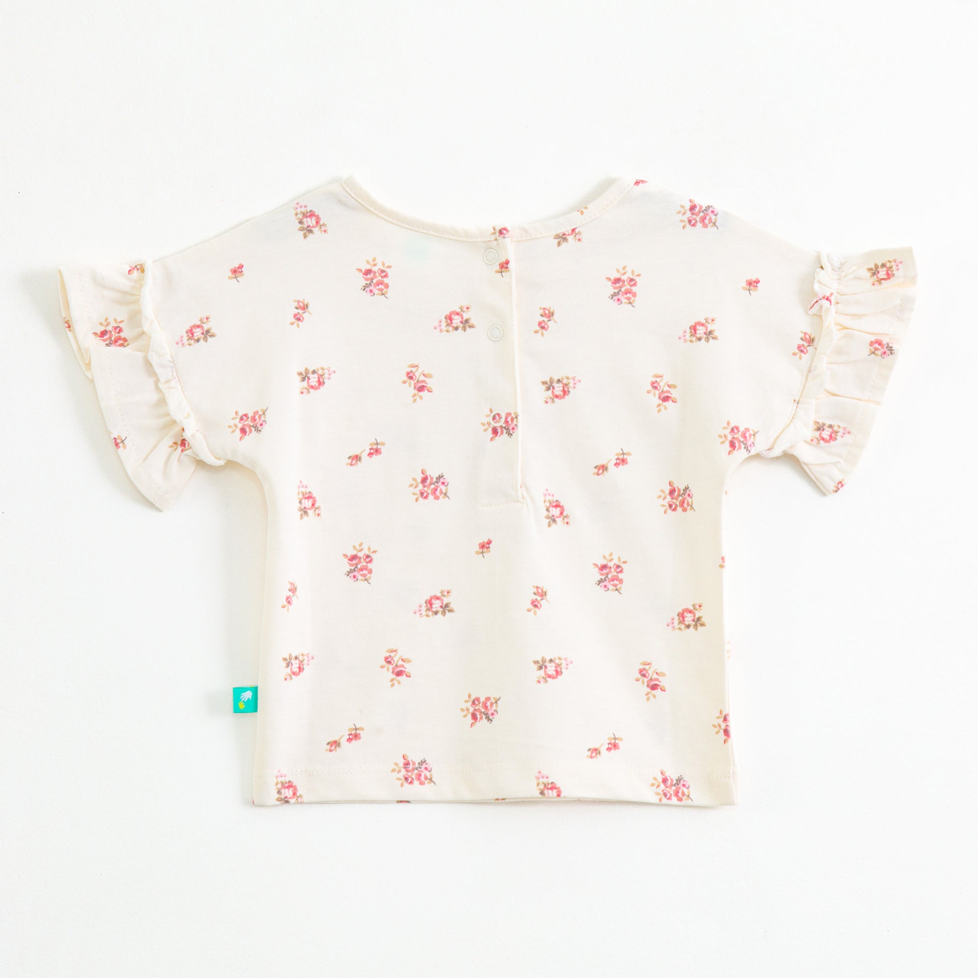 Baby Girls Cream Floral Printed Cotton Co-Ord Set with Ruffle Sleeves & Frill Shorts | Summer Outfit