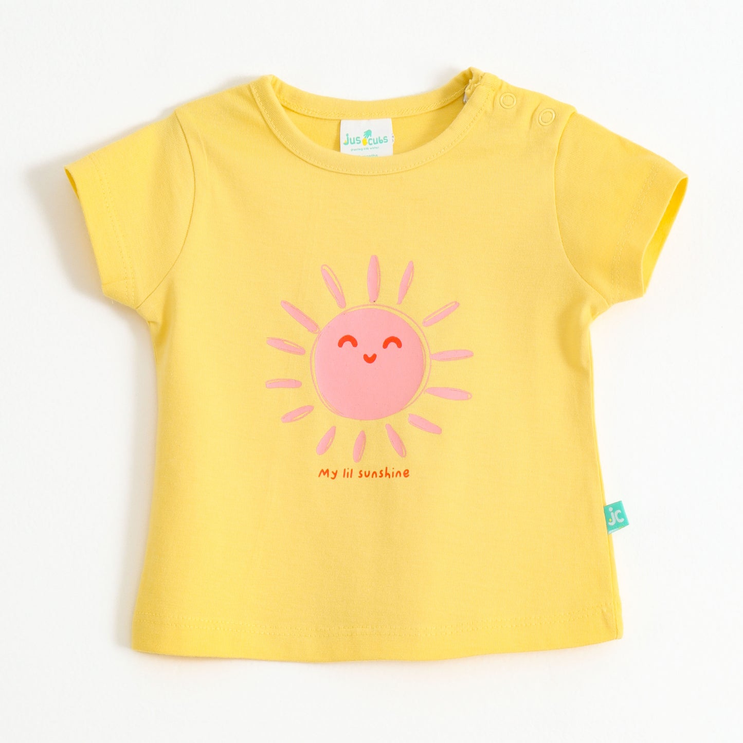 Baby Girls Yellow Sunshine Graphic Printed Cotton T-Shirt