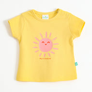 Baby Girls Yellow Sunshine Graphic Printed Cotton T-Shirt