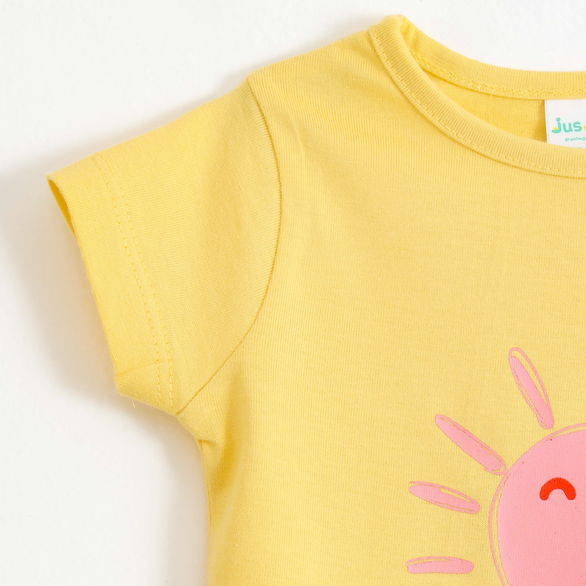 Baby Girls Yellow Sunshine Graphic Printed Cotton T-Shirt