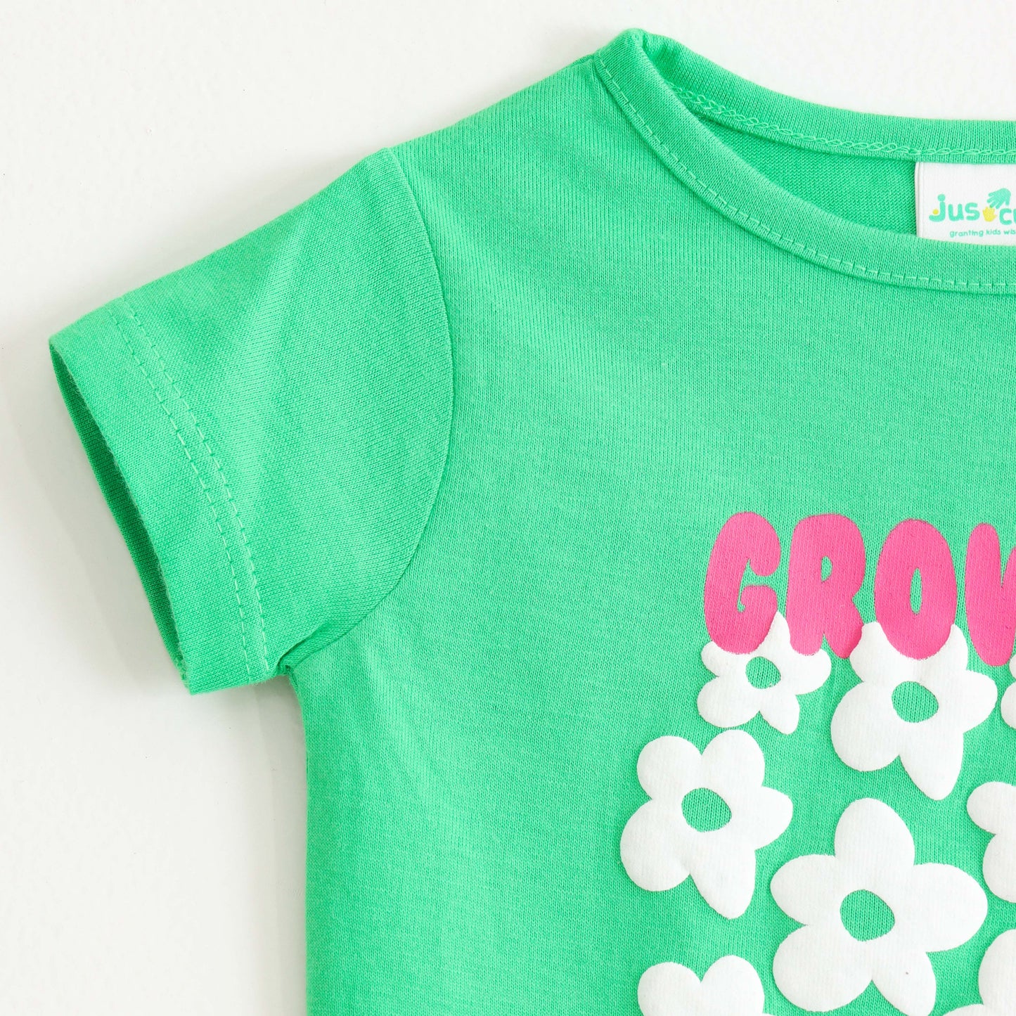 Baby Girls Mint Green Floral Graphic Printed Cotton T-Shirt