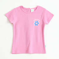 Baby Girls Pink Flower Power Graphic Printed Cotton T-Shirt