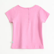 Baby Girls Pink Flower Power Graphic Printed Cotton T-Shirt