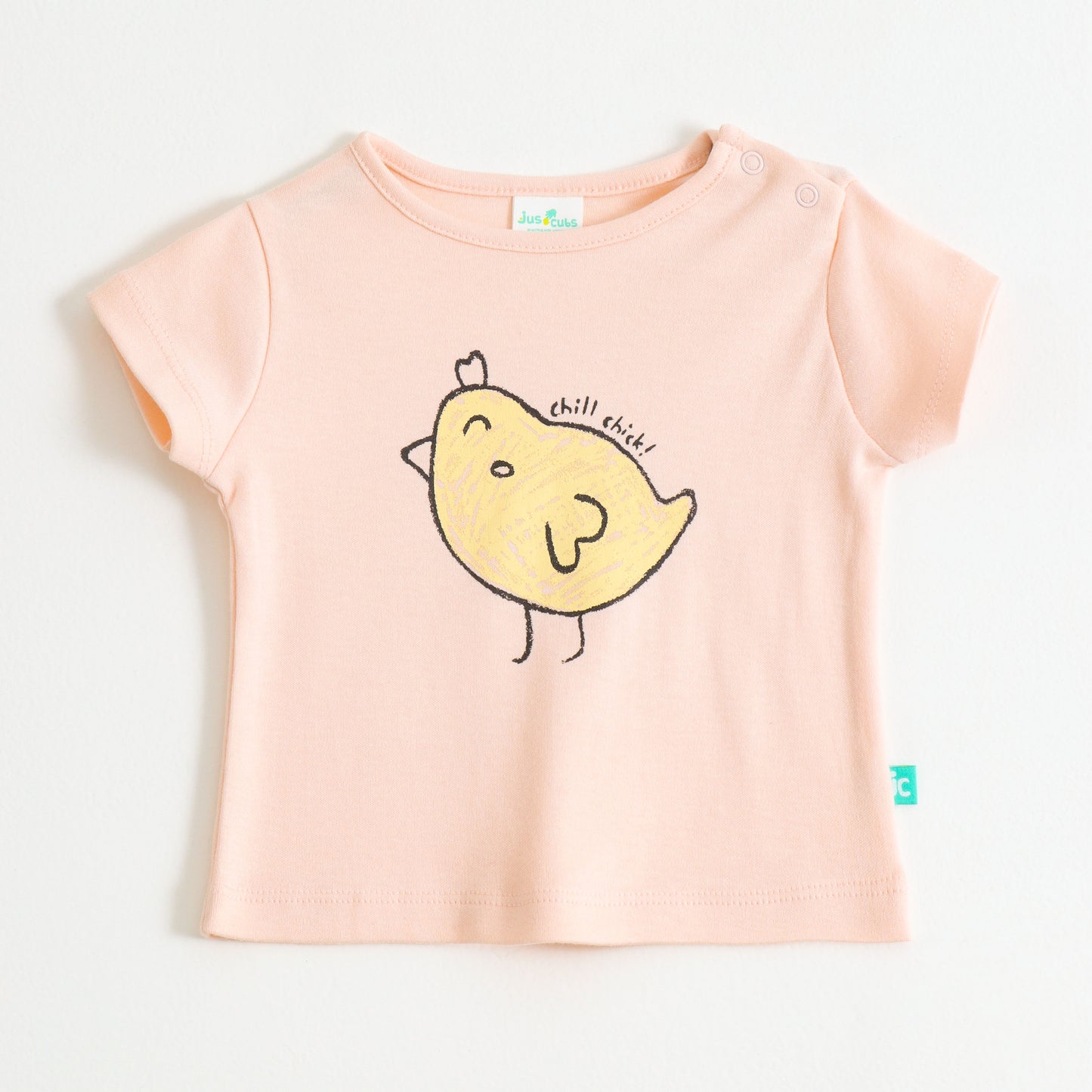 Baby Girls Peach Chick Graphic Printed Cotton T-Shirt