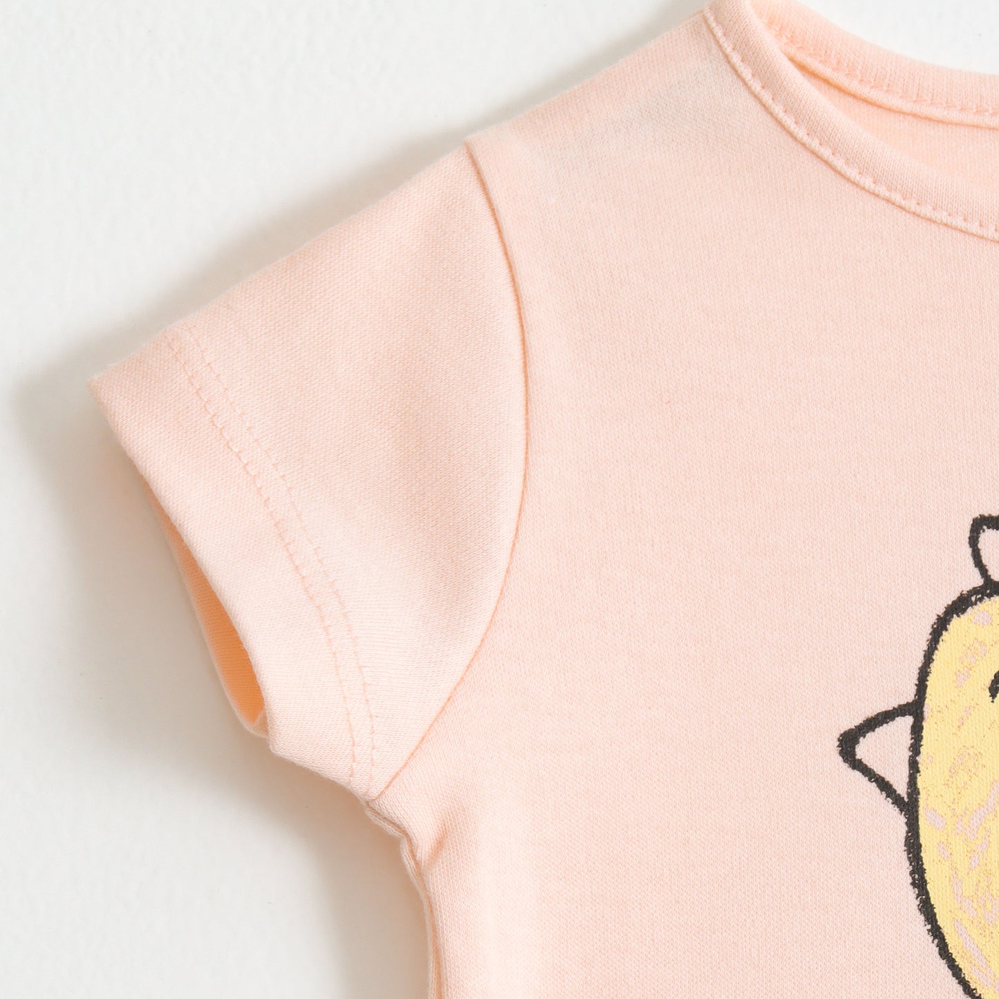 Baby Girls Peach Chick Graphic Printed Cotton T-Shirt